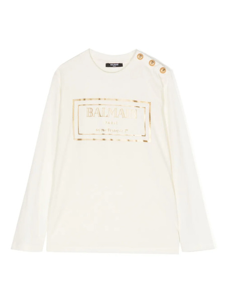  Balmain Kids Foiled Logo-print Sweatshirt - Neutrals 