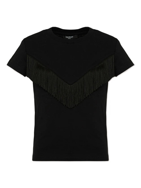  Balmain Kids Fringe-detailed T-shirt - Black 