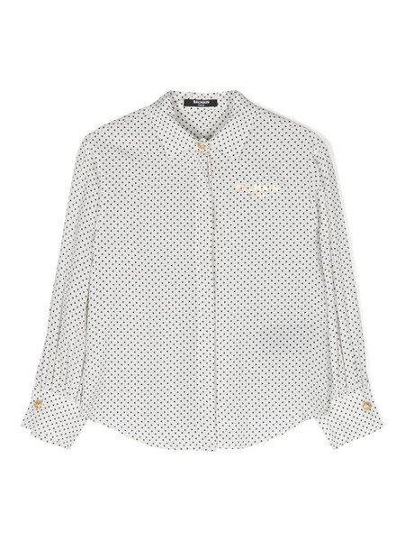  Balmain Kids Geometric-print Crepe Shirt - White 