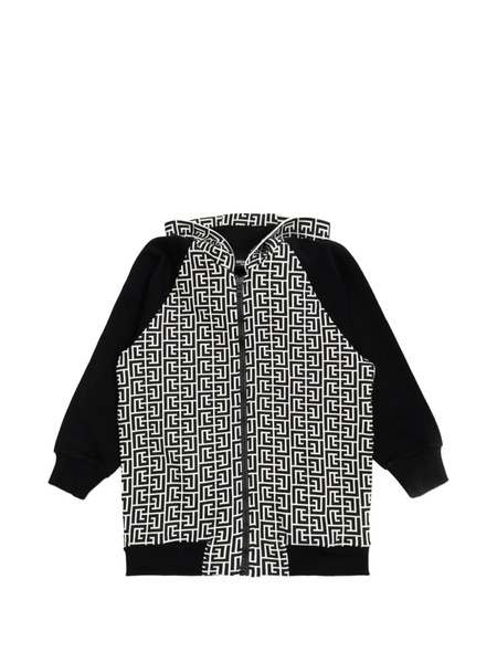  Balmain Kids Geometric-print Zip-up Hoodie - White 