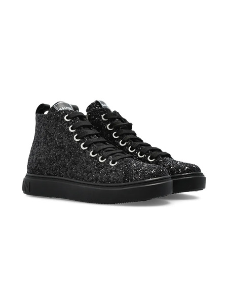  Balmain Kids Glitter-embellished High-top Sneakers - Black 