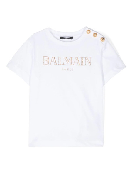  Balmain Kids Glittered-logo T-shirt - White 