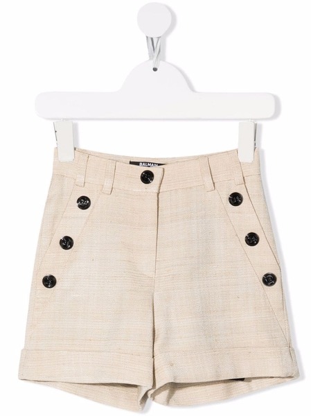  Balmain Kids High-waisted Mini Shorts - Neutrals 