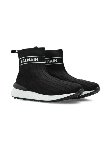  Balmain Kids Knit Slip-on Sneakers - Black 