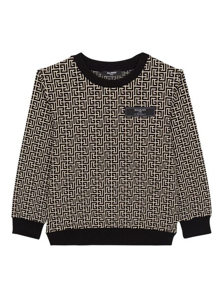  Balmain Kids Labyrinth Stretch-cotton Sweatshirt - Black 