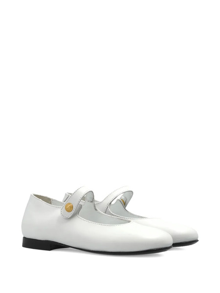  Balmain Kids Leather Ballet Flats - White 