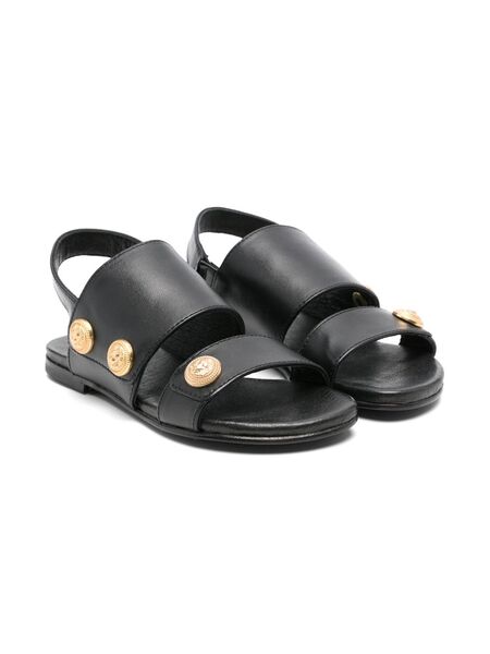  Balmain Kids Leather Sandals - Black 