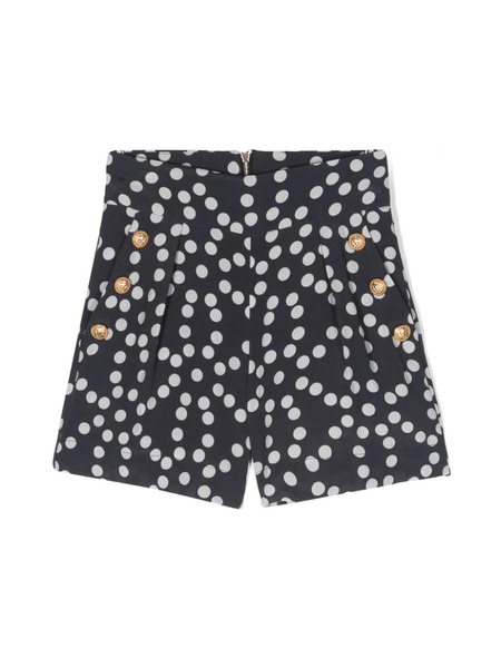  Balmain Kids Lion-head Buttoned Shorts - Blue 