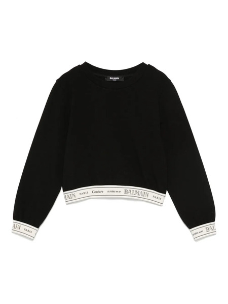  Balmain Kids Logo-band Cropped Top - Black 