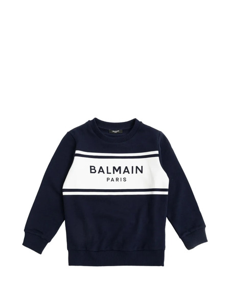  Balmain Kids Logo-detail Long-sleeve Sweatshirt - Blue 