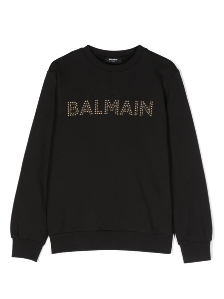  Balmain Kids Logo-embellished Cotton Sweatshirt - Black 