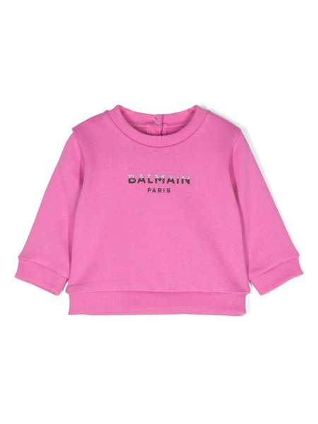 Balmain Kids Logo-embossed Cotton Sweatshirt - Pink 