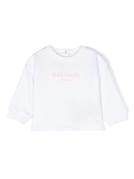  Balmain Kids Logo-embroidered Cotton Sweatshirt - White 