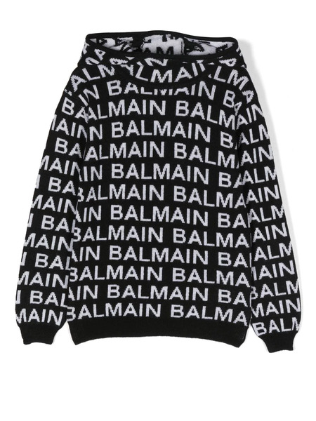  Balmain Kids Logo-intarsia Jumper - Black 