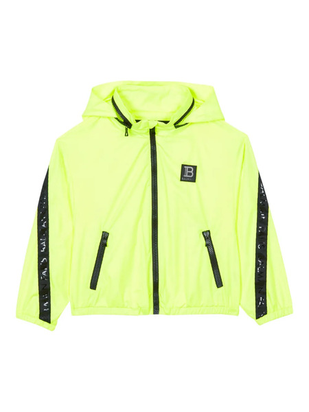  Balmain Kids Logo-patch Hooded Windbreaker - Yellow 