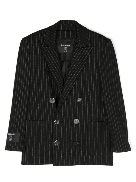  Balmain Kids Logo-patch Stripe-print Blazer - Black 
