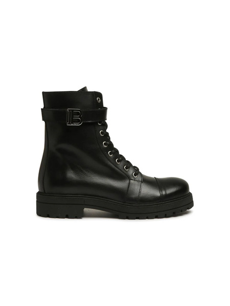  Balmain Kids Logo-plaque Leather Boots - Black 