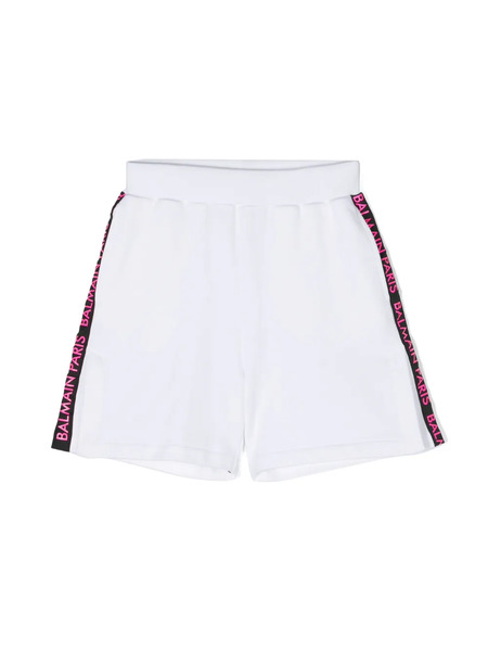  Balmain Kids Logo-print Cotton Shorts - White 