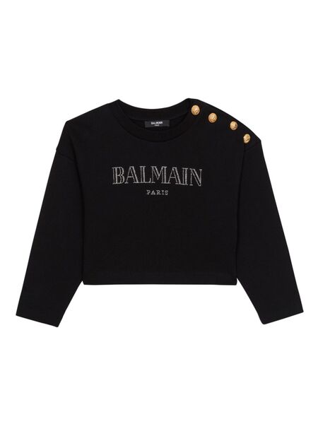  Balmain Kids Logo-print Cotton Sweatshirt - Black 