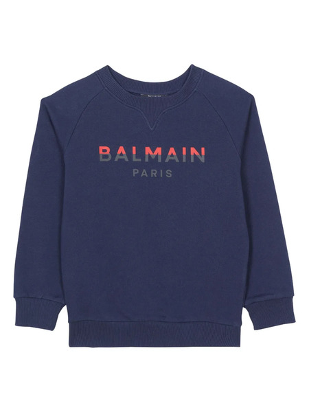  Balmain Kids Logo-print Cotton Sweatshirt - Blue 