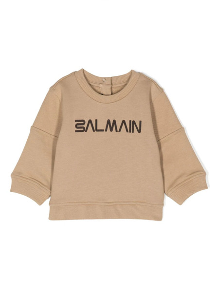  Balmain Kids Logo-print Cotton Sweatshirt - Brown 