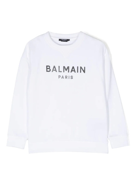  Balmain Kids Logo-print Cotton Sweatshirt - White 