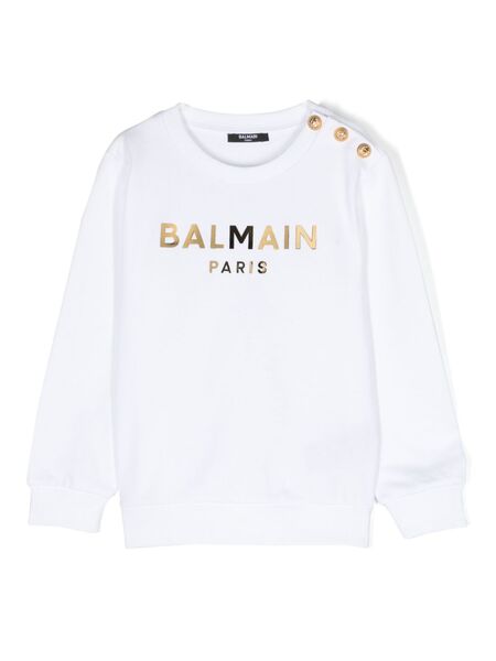  Balmain Kids Logo-print Cotton Sweatshirt - White 