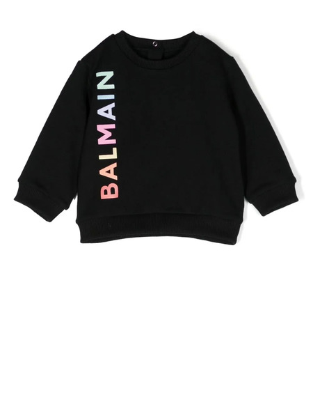  Balmain Kids Logo-print Crew Neck Jumper - Black 