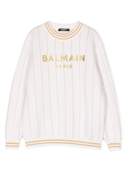  Balmain Kids Logo-print Knitted Jumper - Neutrals 