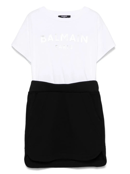  Balmain Kids Logo-print Mini Dress - White 