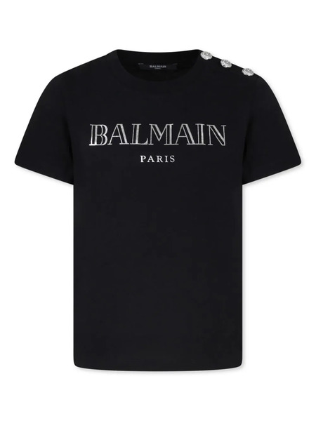  Balmain Kids Logo-print Organic-cotton T-shirt - Black 