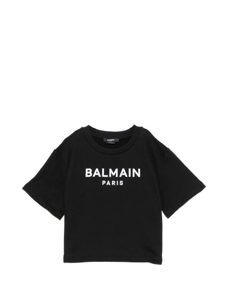  Balmain Kids Logo-print Round Neck T-shirt - Black 