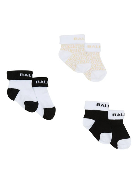  Balmain Kids Logo-print Socks (pack Of Four) - White 