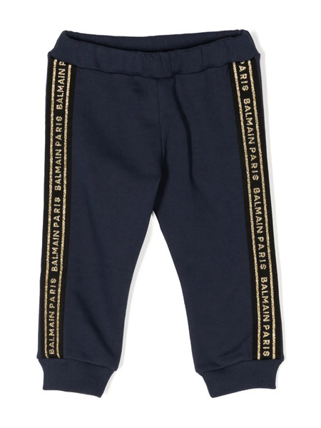  Balmain Kids Logo-print Strap Cotton Track Pants - Blue 