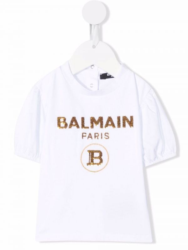  Balmain Kids Logo Print T-shirt - White 