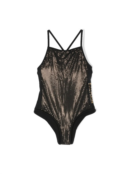  Balmain Kids Logo-print Thin-straps Swimsuit - Black 