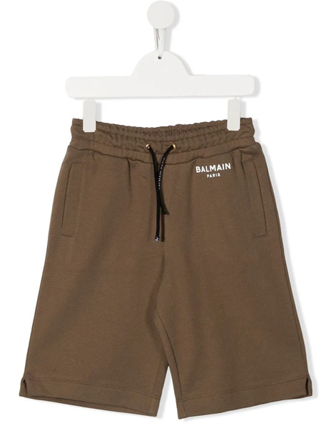  Balmain Kids Logo Print Track Shorts - Brown 