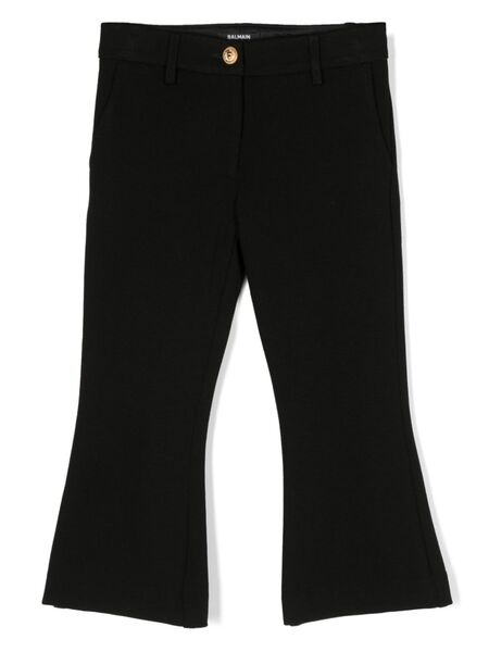  Balmain Kids Mid-rise Flared Trousers - Black 