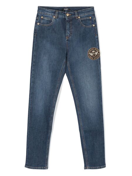  Balmain Kids Mid-rise Straight-leg Jeans - Blue 