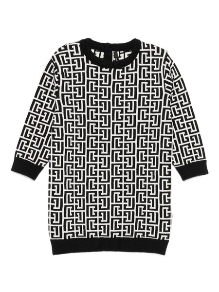  Balmain Kids Monogram-pattern Dress - Black 