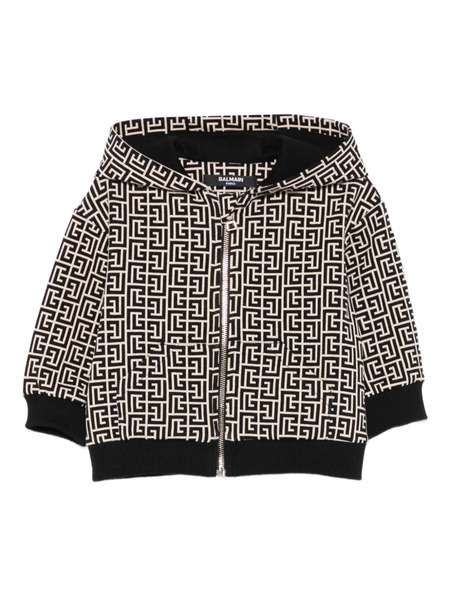  Balmain Kids Monogram-pattern Hoodie - Neutrals 