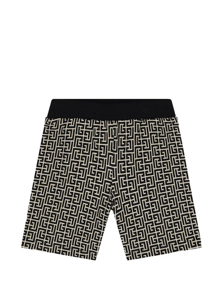 Balmain Kids Patterned Waistband Shorts - Black 