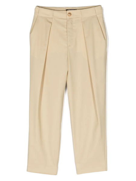  Balmain Kids Pleat-detailing Wool Chino Trousers - Neutrals 