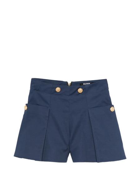  Balmain Kids Pleated Buttoned Shorts - Blue 