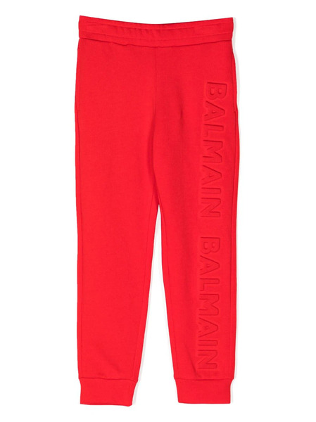  Balmain Kids Raised-logo Cotton Track Pants - Red 