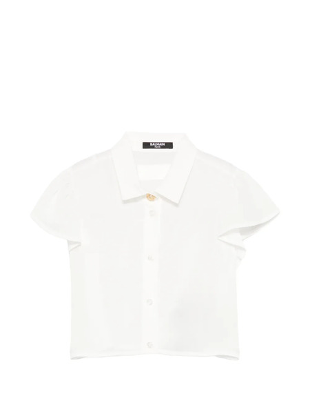  Balmain Kids Ruffled Buttoned Shirt - White 