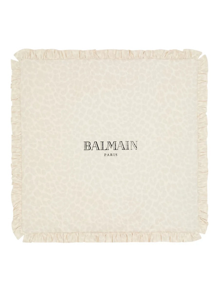 Balmain Kids Ruffled Embroidery Baby Blanket - Neutrals 