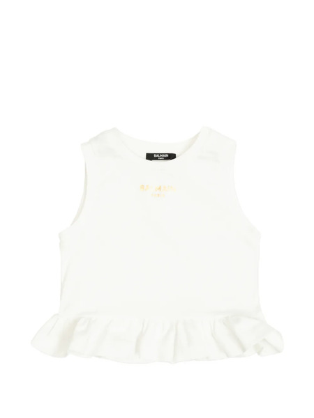  Balmain Kids Ruffled-hem T-shirt - White 