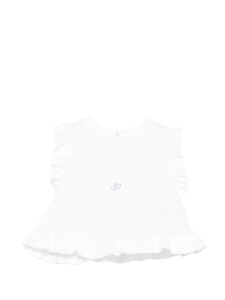  Balmain Kids Ruffled-hem T-shirt - White 