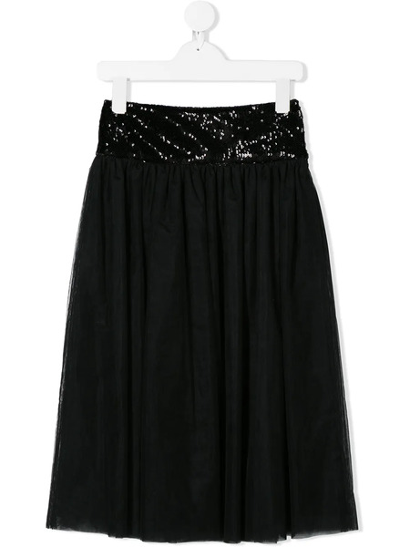  Balmain Kids Sequin Waistband Skirt - Black 